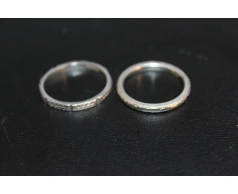 TWO PLATINUM WEDDING BANDS, both size M to M 1/2, approx combined weight 7.8g