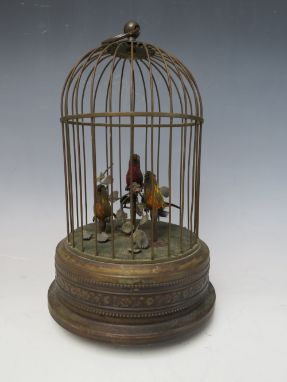 Bird  Vintage 196s Rare Brass Bird Cage With 2 Brass Cups And A