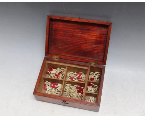 A VINTAGE BONES ALPHABET LETTER SPELLING SET IN BOX, W 17 cm