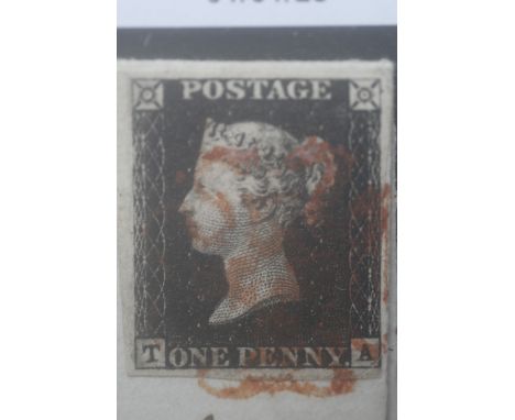 POSTAGE STAMP -&nbsp;1840 1d BLACK (TA), plate 4, very fine, four margin with rare PERTH Maltese Cross and Perth backstamp