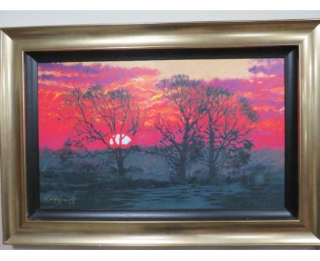 ROLF HARRIS (1930-2023). 'Winter Sunrise', signed lower left and No. 52 / 195, giclee print, framed, 45 x 75 cm