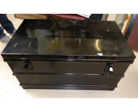 A Japanned metal cabin trunk