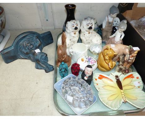 A pair of Nao figures of children; a pair of Beswick King Charles spaniels; other china animals; etc.