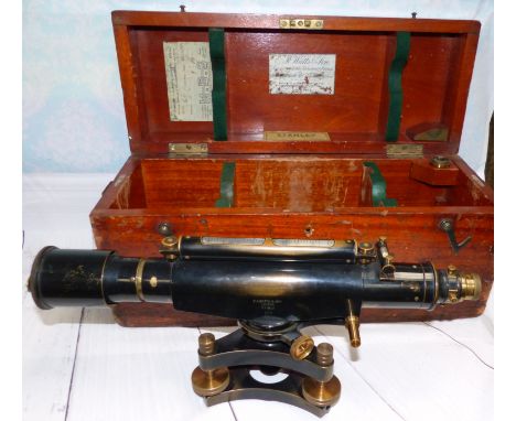 A Great Western Railway Engineers Dumpy Level by E. R. Watts & Son, London, engraved G.W.R. Paddington No 54, in original oak