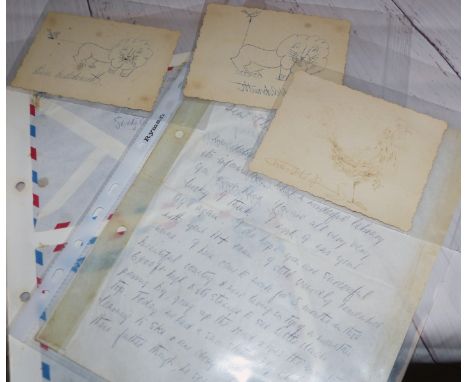 Brian Wildsmith, illustrator:  a pair of biro drawings on card of Fred, a lion, signed (one in reverse), 3" x 4½" & 3½" x 4½"