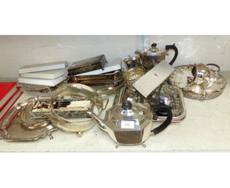 A 4 piece EPS tea service; other silver plate, including trays; etc.