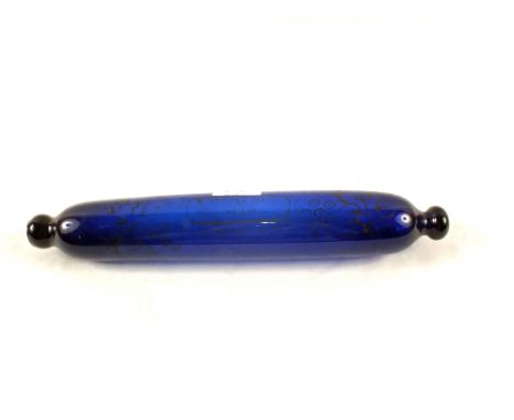 A 19th Century blue glass rolling pin inscribed 'A Present for Mary'