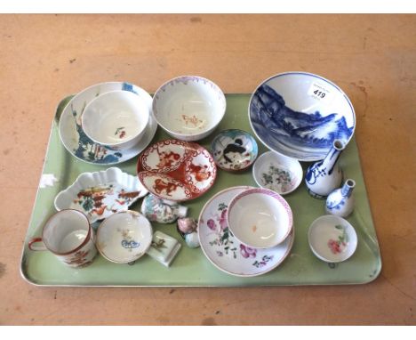 18th and 19th Century tea bowls and saucers plus other Oriental china