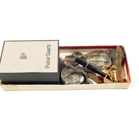A Silver 'Tom Tom the Pipers Son' caddy spoon and watches etc