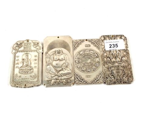Four Chinese Silver metal plaques