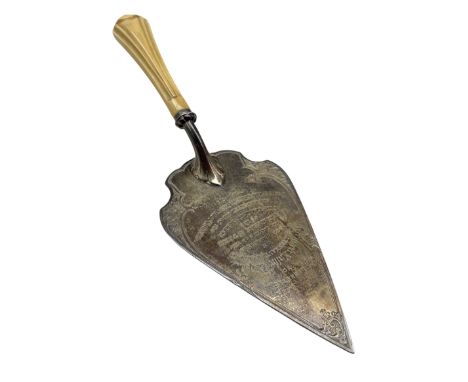 Silver and ivory handled presentation trowel 'Laying of the Foundation Stone of the First Housing Scheme at Ferrybridge 1920'