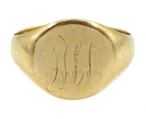 18ct gold monogrammed signet ring, hallmarked, approx 5.9gm