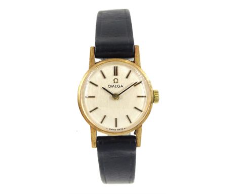 Omega 9ct gold  ladies manual wind wristwatch, cal 625, London 1978, on original black leather strap