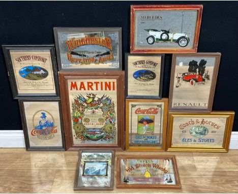 Advertising - a Martini rectangular advertising mirror, 50cm x 34.5cm; others, Coach &amp; Horses Ales &amp; Stouts, Bell's O