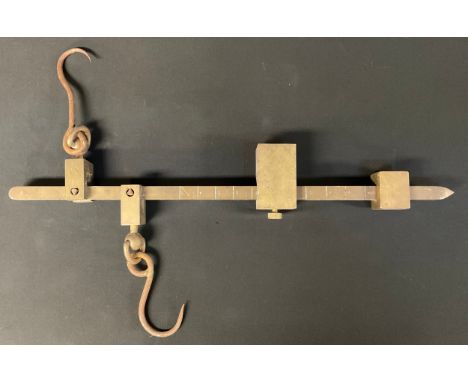 A set of early 20th century brass steelyard type weighing scales, by TO, London