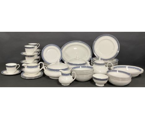 A Royal Doulton Sherbrooke pattern tea and dinner service, comprising tea pot, cups, saucers, sugar bowl, cream jug, dinner p