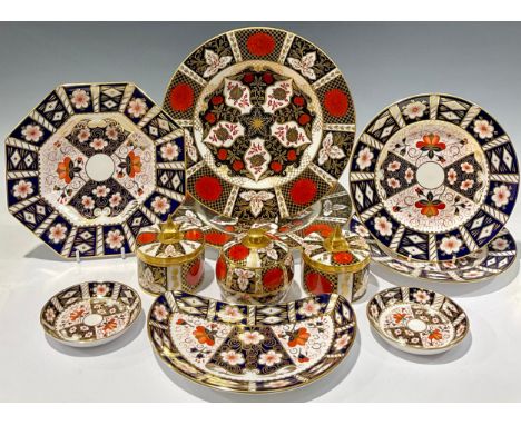 A Royal Crown Derby 2451 pattern octagonal plate, 22cm diam, first quality; other 2451 pattern including a pair of dessert pl