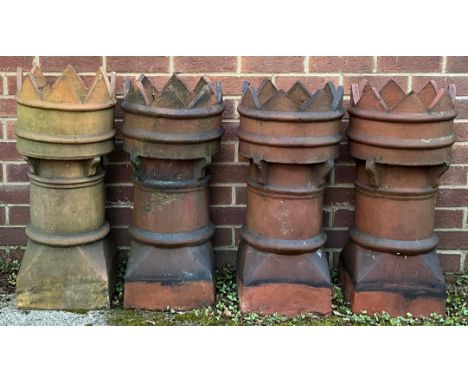 Architectural Salvage - a composed suite of four crown top chimney pots, 71cm - 74cm (4)