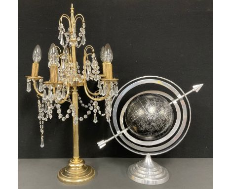 Interior Decoration - a globe/armillary sphere; a five-light electrolier candelabrum (2)