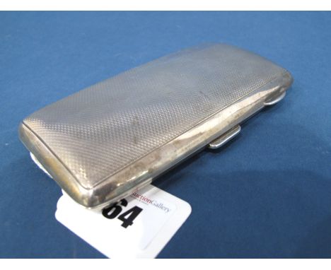 A Hallmarked Silver Cigar Case, J.G. Ltd, Birmingham 1936, of bowed form, allover engine turned, gilt lined, 13.4cm long.