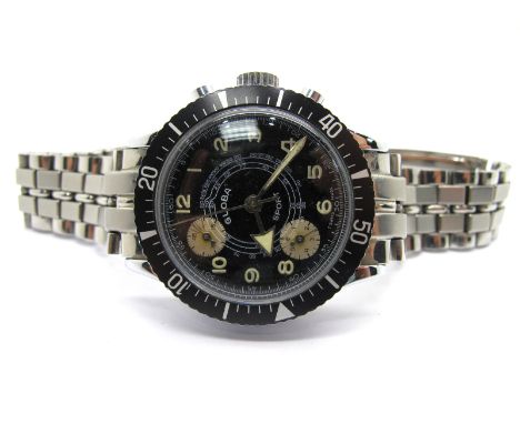 Globa; A Vintage 'Sport' Gent's Wristwatch, the signed dial with Arabic numerals, centre seconds and two subsidiary dials, th