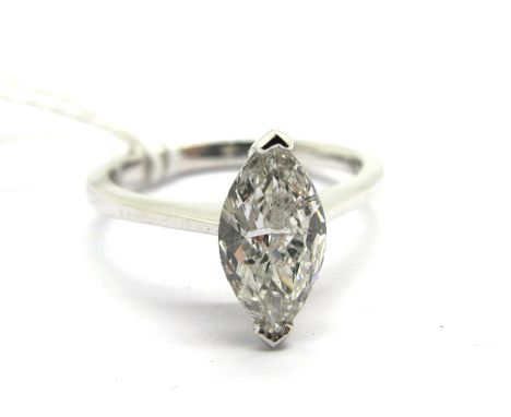 A Modern 18ct White Gold Marquise Cut Single Stone Diamond Ring, approximate diamond weight 1.04cts.