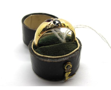 A Diamond Set Ring, of bombe design detailed as a clover leaf set with red, white and blue, inside shank inscribed "Adelina P
