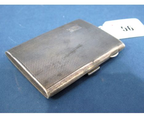 A Small Hallmarked Silver Cigarette Case, T&amp;S, Chester 1932, of curved rectangular form, allover engine turned, initialle