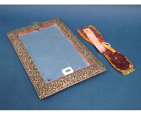 A Hallmarked Silver Mounted Rectangular Free Standing Mirror, possibly S. Blanckensee, Birmingham 1899, on easel back (damage