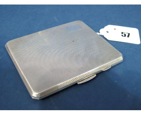 A Slim Hallmarked Silver Cigarette Case, R. Bros, Birmingham 1946, of rectangular form, allover engine turned, 9.9cm.