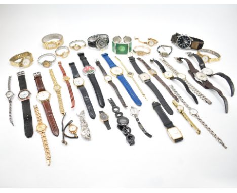 A collection of vintage watches to include makers Aurora, Pulsar, Ingersoll, Andre Zach, Timex, Namruf, Sekonda, Accurist, Av