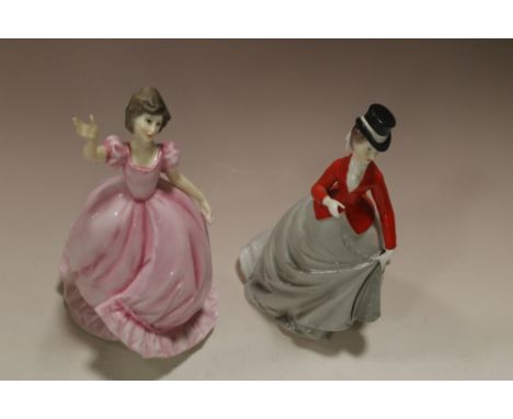 TWO ROYAL WORCESTER FIGURES 'EQUESTRINE' & 'FLIRTATION'