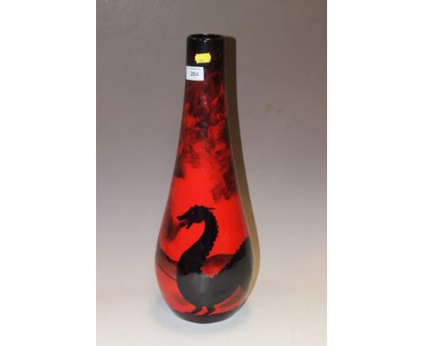 A LARGE PEGGY DAVIES RUBY FUSION DRAGON VASE