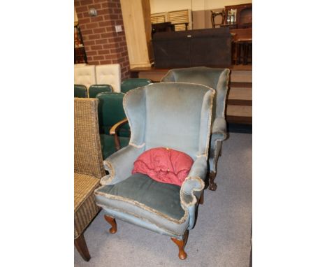 TWO VINTAGE WING BACK CHAIRS - ONE FEATURING BALL & CLAW FEET