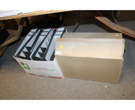 A BOX OF IMPEGA FOLDERS PLUS A BOX OF LEVER ARCH FILES