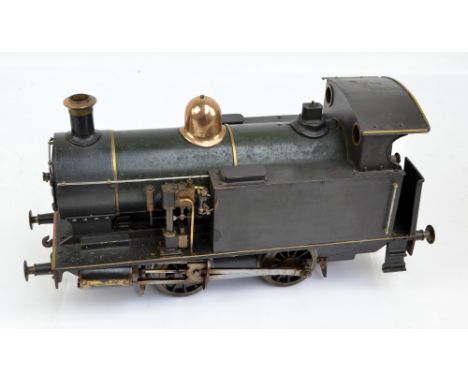 A large live steam 4 inch steam engine locomotive painted in black and green, (no boiler certificate) length 52cm.   CONDITIO