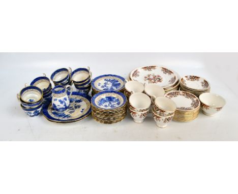A Booths 'Real Old Willow' pattern tea service, comprising cups, plates, dessert bowls and a cream jug, also a Colclough tea 