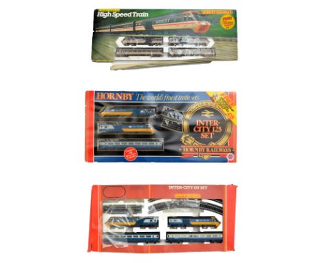 Three boxed Hornby 00 gauge train sets comprising R.546 'Inter-city 125' and a further R541 'Inter-city 125' example (both mi