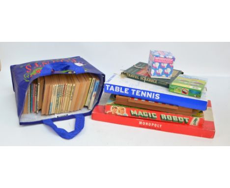 Seven boxed board games to include vintage sets of 'The Amazing Magic Robot', 'Monopoly', 'Travel Scrabble', 'Travel Chess', 