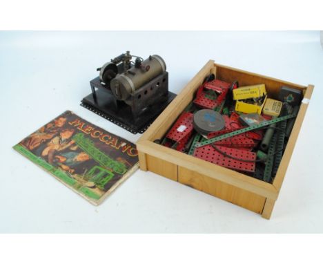 MECCANO; a set of vintage Meccano in red and green, with partially made car, and instruction booklet for outfit number No.6 a