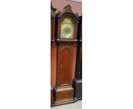 A 19th century oak longcase clock, the pagoda top above arched brass dial inscribed 'Obadha Body, Cranbook' with eight day mo