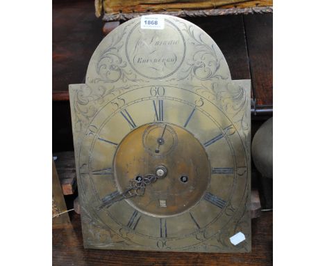 An all brass faced longcase clock dial with eight day movement inscribed 'Jos Durvard, Edinburgh' with date aperture, height 