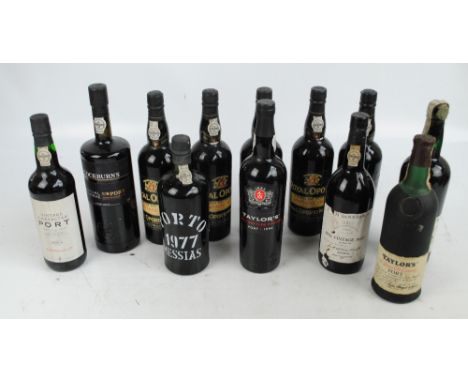 Twelve bottles of port including Taylor's 'Quinta de Vargellas' 1967 vintage 75cl 21%, a 'Porto Messias' 1977 vintage 75cl 20