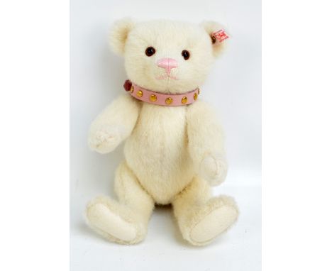 A Steiff button-in-ear 'Jill' 2008 teddy bear for Danbury Mint, with white fur, limited edition 656, length 26cm, with certif