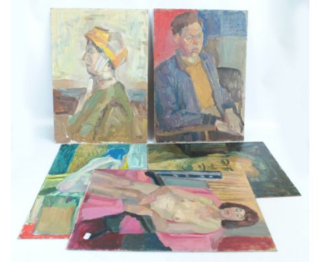 MARJORIE RHODES; oil on board, Old Mother Riley!, study of the artist Harold Riley's mother, signed and dated 1963/64 and fou
