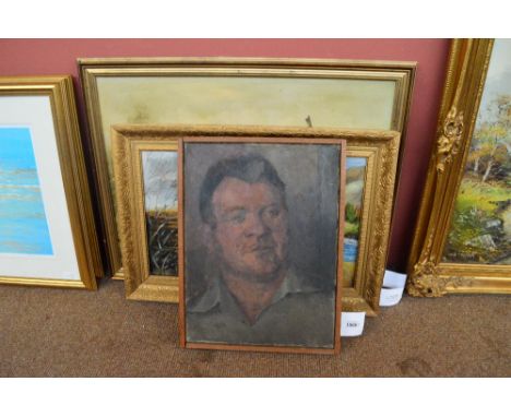 UNATTRIBUTED; oil on canvas, portrait of a gentleman, 40.5 x 30.5cm, framed and two further decorative oils (3).