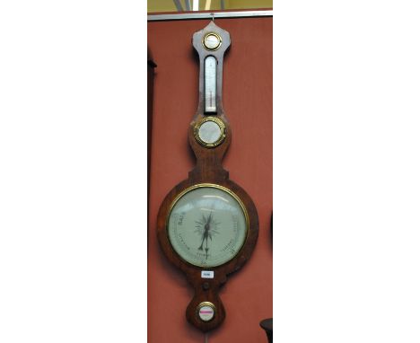 A 19th century mahogany five dial wheel barometer/thermometer, height 102cm (af).