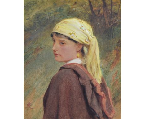 CHARLES SILLEM LIDDERDALE (1831-1895); watercolour, portrait of a country girl, monogramed, 49 x 38cm, framed.    CONDITION R