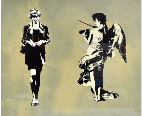 BLEK LE RAT (AKA XAVIER PROU) (born 1952); a signed limited edition coloured print, 'Diana and Angel', signed in pencil lower