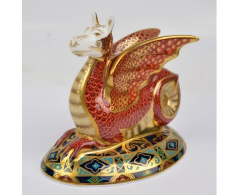 A Royal Crown Derby limited edition 'The Wessex Wyvern' paperweight, No.96/2000, signed by Louise Adams and Hugh Gibson, 12th